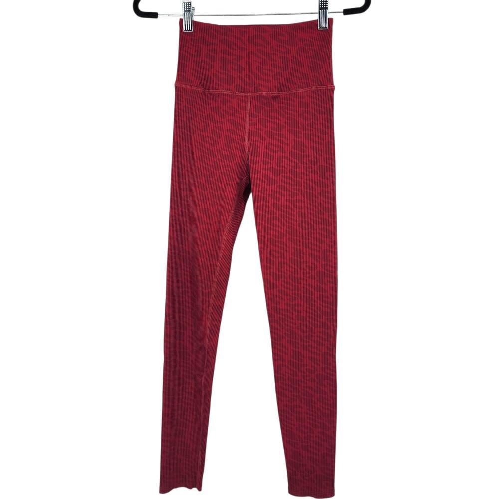 Carbon38 Red Leopard Print Ribbed High Rise Pull On Stretch 7/8 Leggings Size S